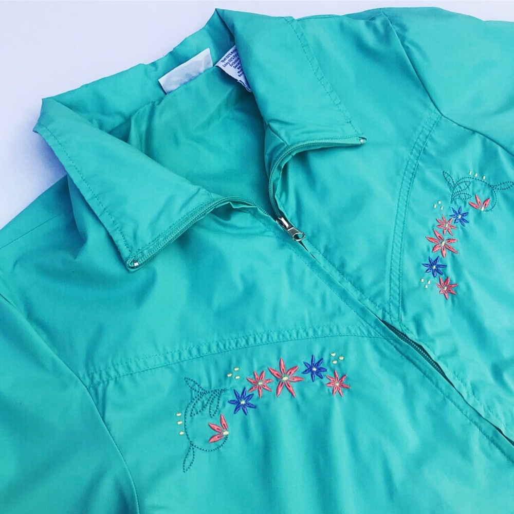 Vintage 90’s BLAIR Teal Embroidered Windbreaker